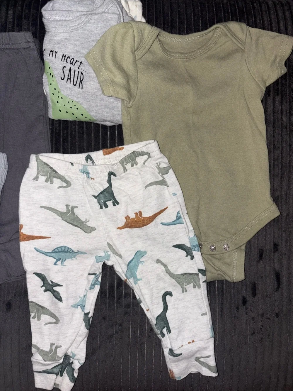 Baby Dinosaur Pajama Pants Set - Gray, Light Blue, Cream, Green
